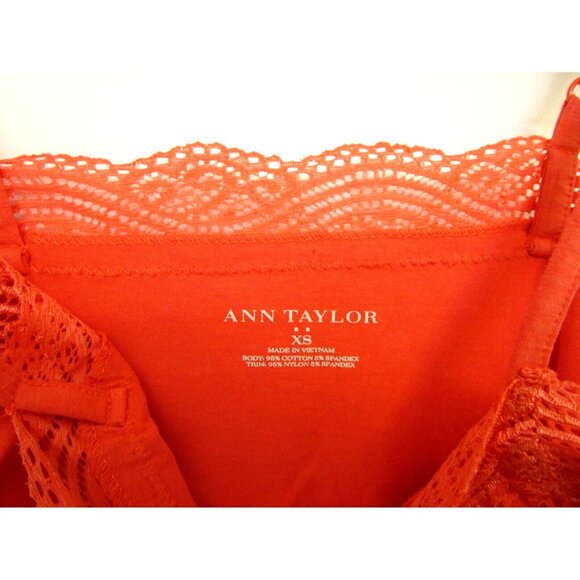 ANN TAYLOR Coral/Pink Camisole - Lace Adjustable Strap - Women XS Cotton Blend - Picture 7 of 14